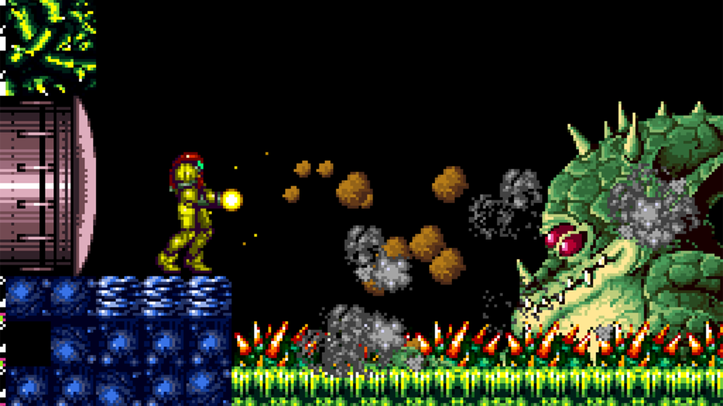 A screenshot from Super Metroid on the SNES.