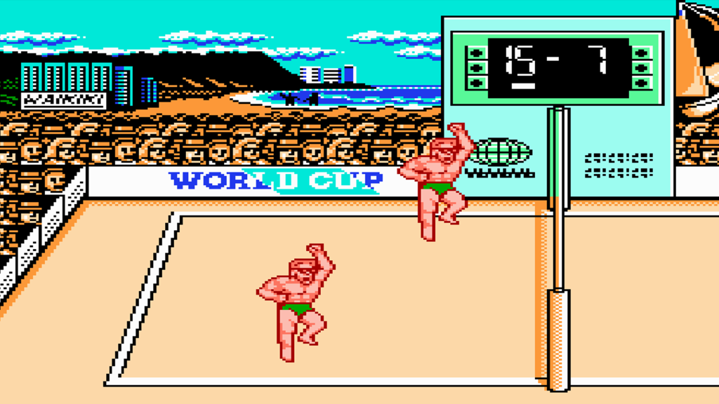 A screenshot from Super Spike V'Ball on the NES.