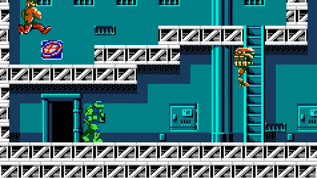 A screenshot from Teenage Mutant Ninja Turtles on the NES.