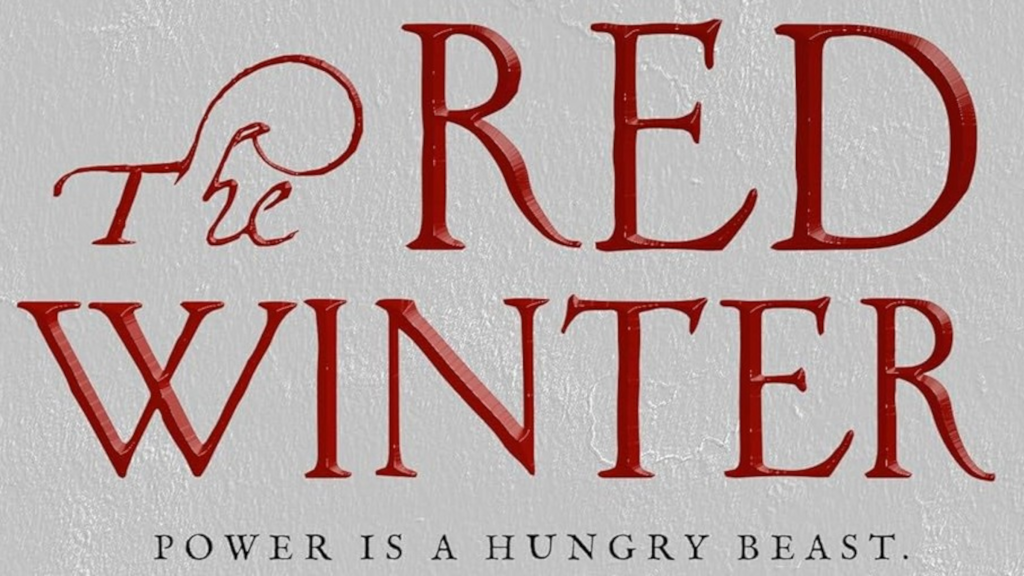 The cropped cover of The Red Winter featuring the title in red against a white background