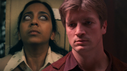 Split image with stills from Black Mirror and Firefly