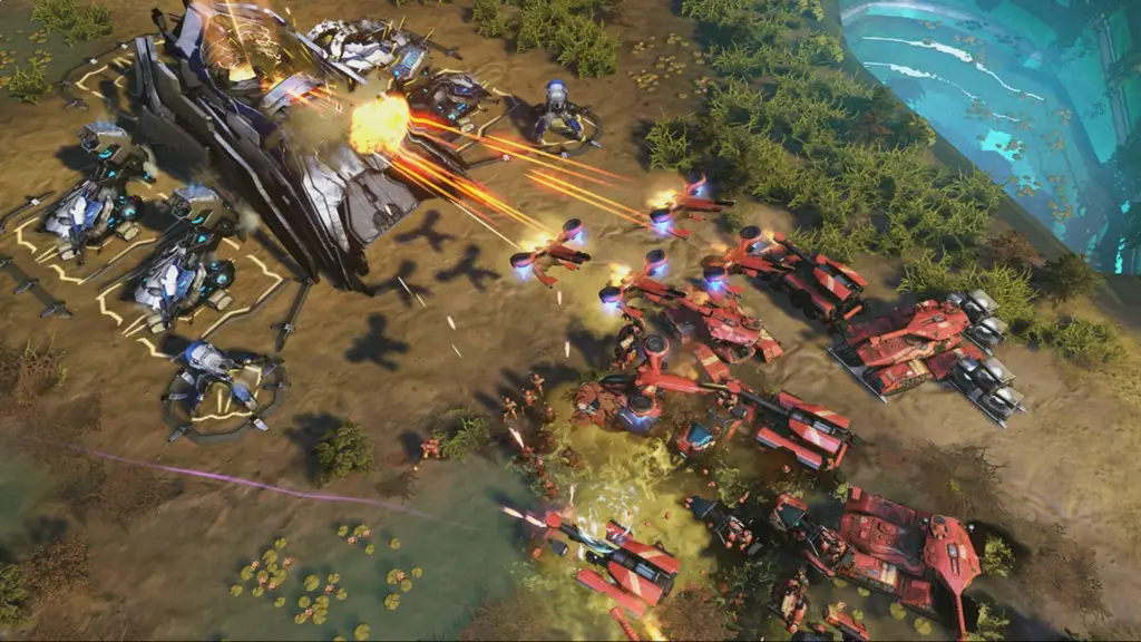 Halo Wars 2 two faction armies fighting each other in real time strategy gameplay