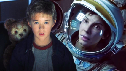 Split image of Haley Joel Osment in A.I. Artificial Intelligence and Sandra Bullock in Gravity