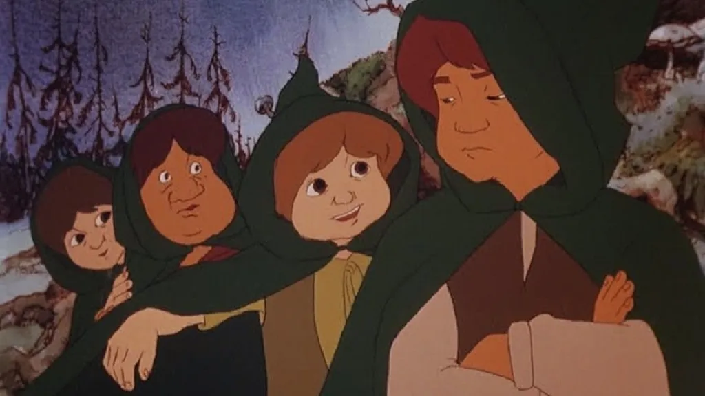 Frodo and the other Hobbits in 1978's The Lord of the Rings