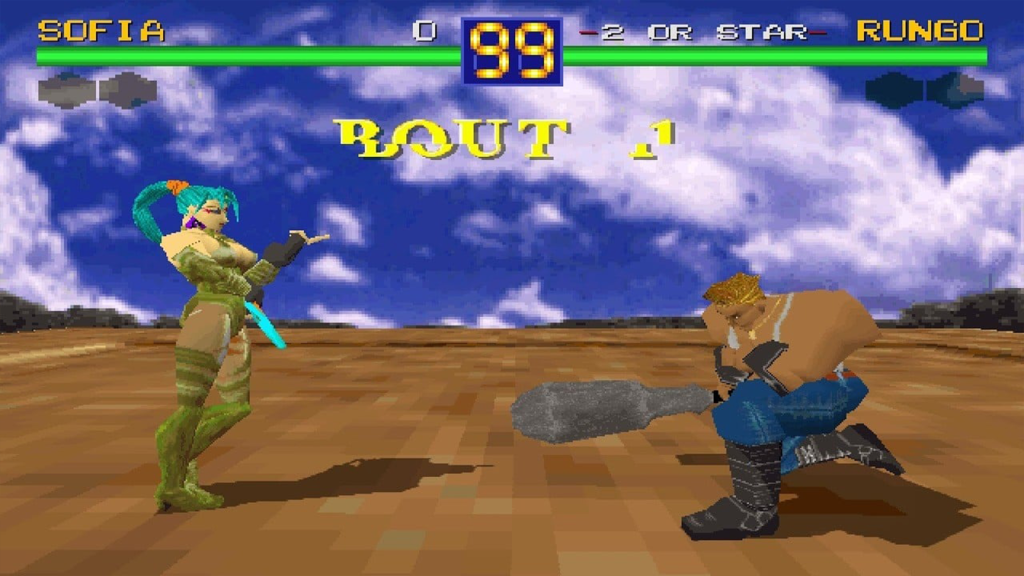 A screenshot from Battle Arena Toshinden (1995).