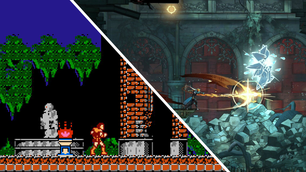 Screenshots from Castlevania and Castlevania: Belmont's Curse.