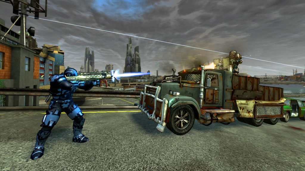 A screenshot from Crackdown 2 on the Xbox 360.