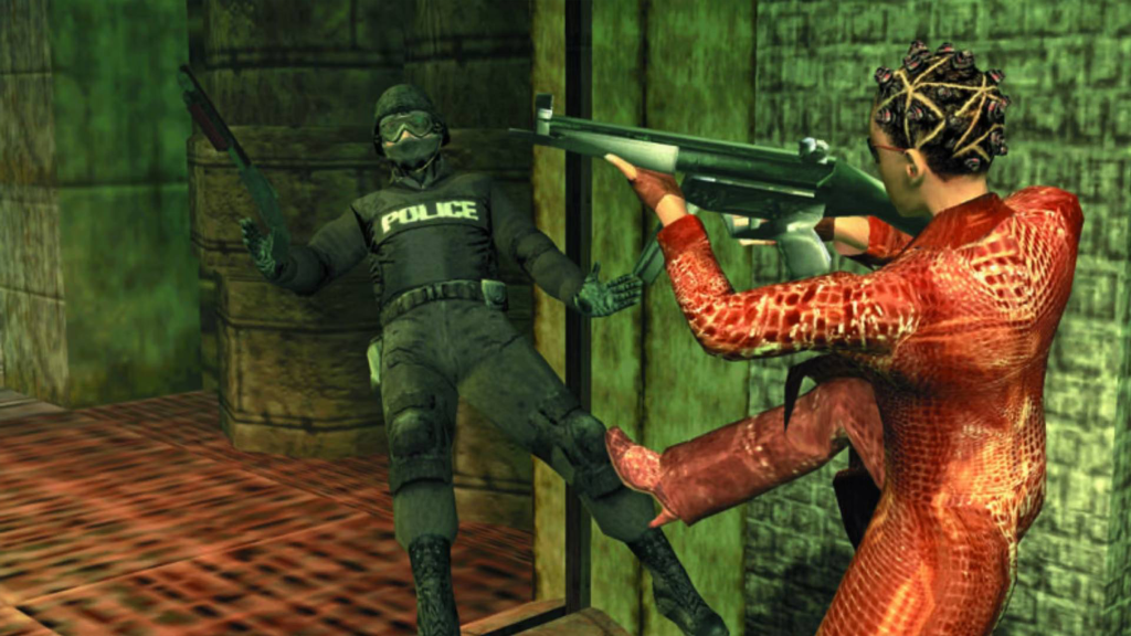 A screenshot from Enter the Matrix on the Nintendo GameCube.