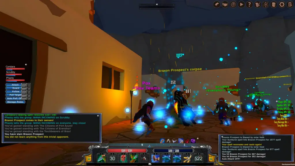 Players fighting enemies in Erenshor.