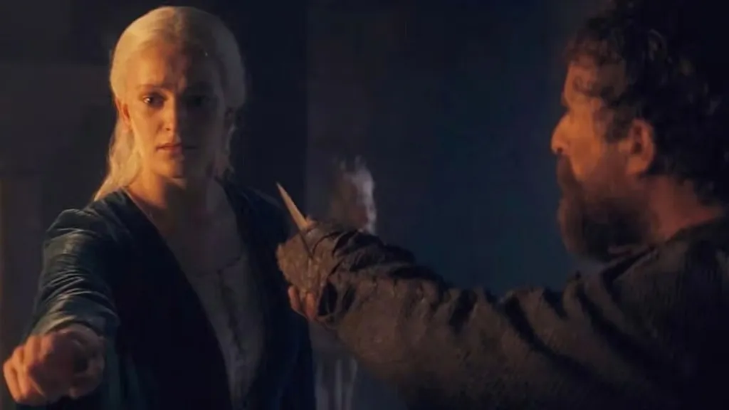 Helaena Targaryen pointing during House of the Dragon's Blood and Cheese scene