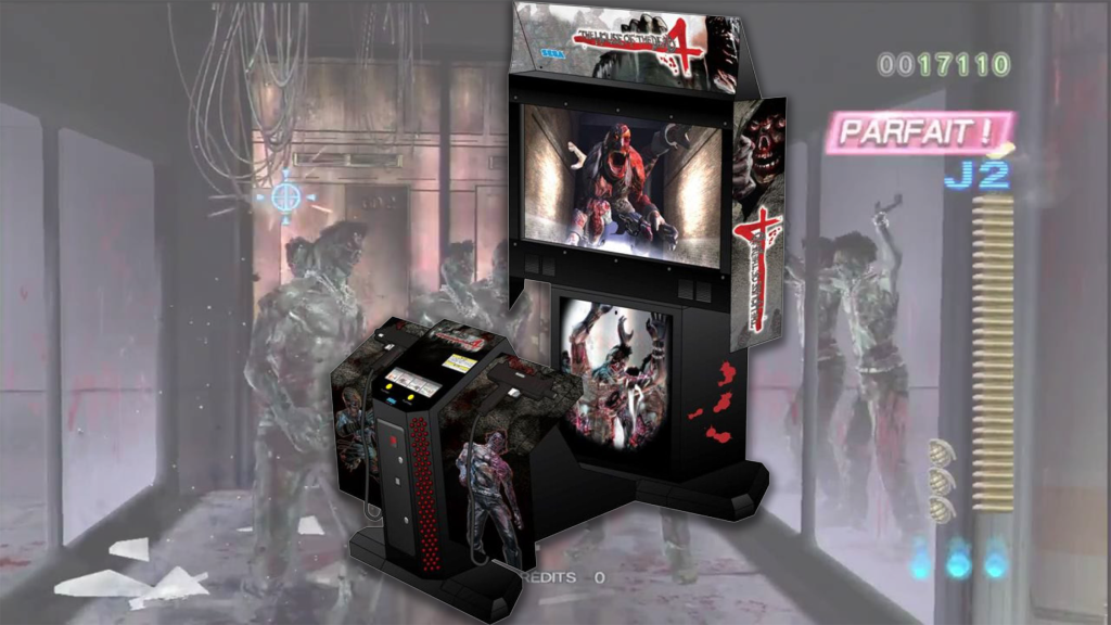 House of the Dead 4 arcade cabinet over screenshot