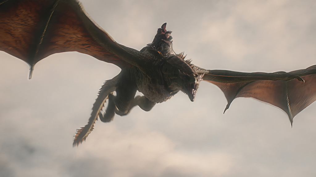 Jacaerys Velaryon on Vermax at the Battle of the Gullet in House of the Dragon Season 3