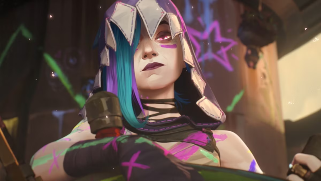 Jinx with her hood up in Arcane Season 2
