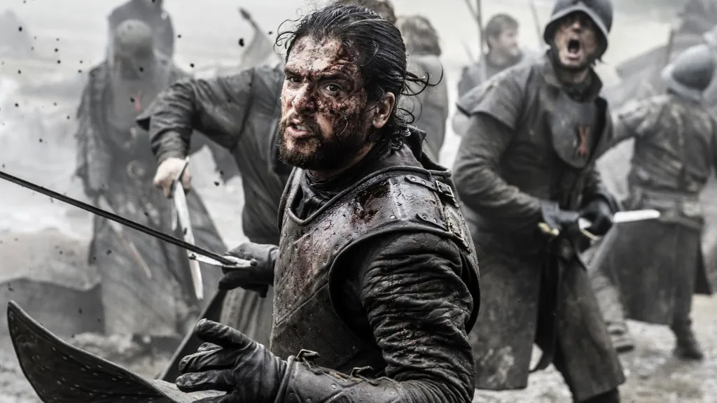Kit Harrington as Jon snow in Game of Thrones Battle of the Bastards
