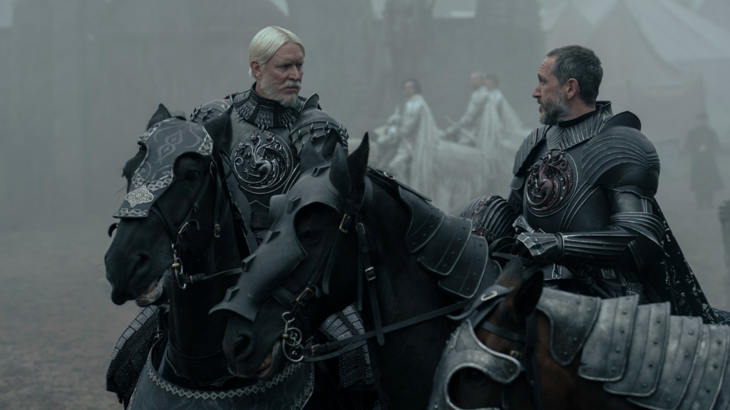 Maekar (Sam Spruell) and Baelor Targaryen (Bertie Carvel) in A Knight of the Seven Kingdoms Episode 4