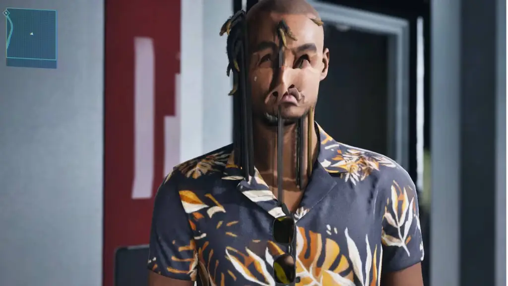 Sebastian Paul's face glitching in MindsEye.