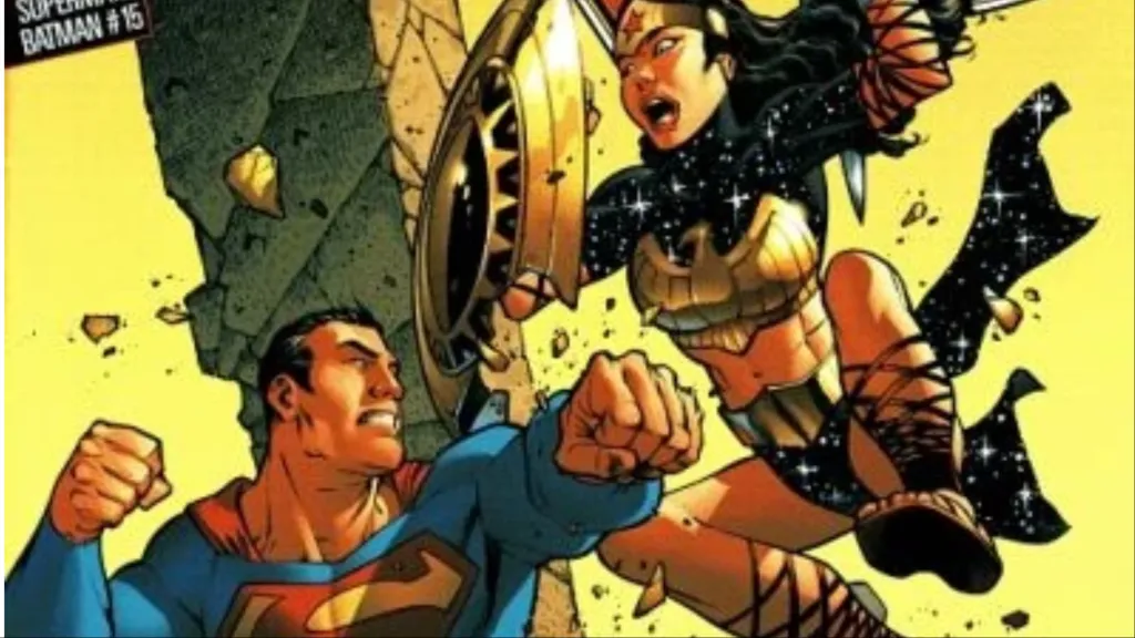 Superman punching Wonder Woman in "Absolute Power"