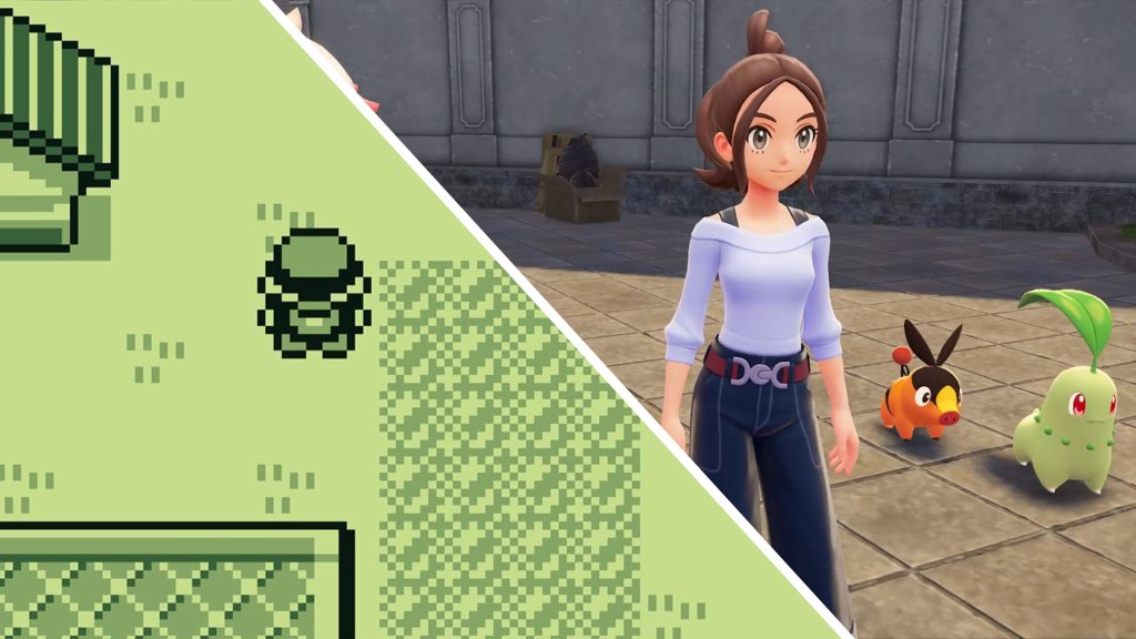 Screenshots from Pokémon Red and Pokémon Legends Z-A.