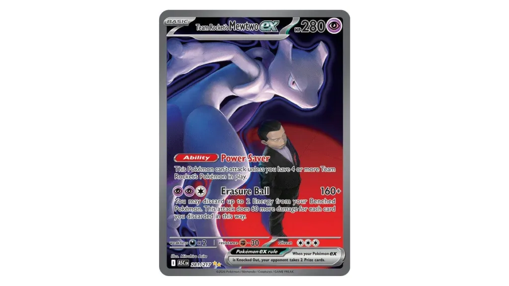 Team Rocket's Mewtwo ex Pokemon TCG Ascended Heroes