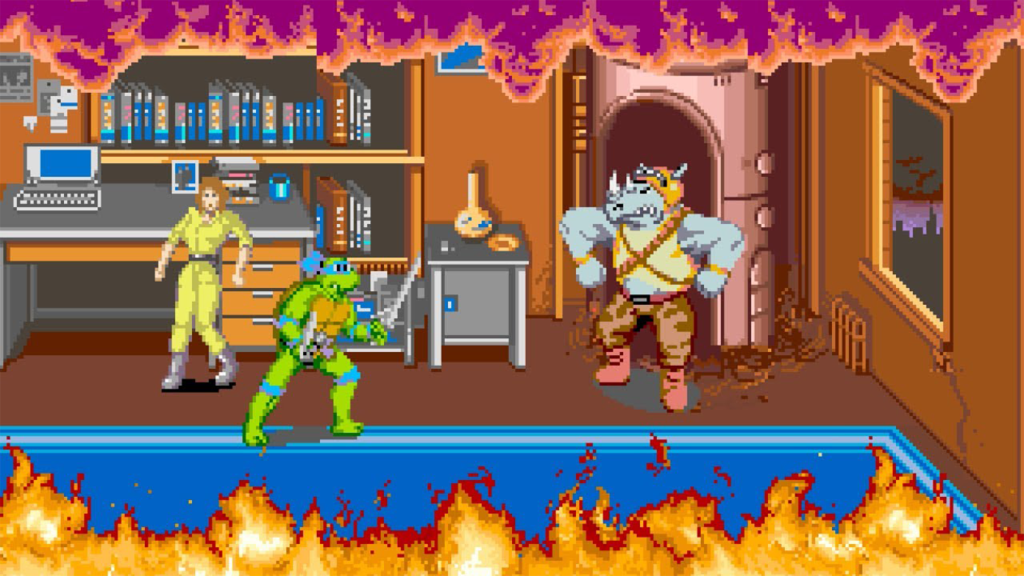 A screenshot from Teenage Mutant Ninja Turtles (arcade).