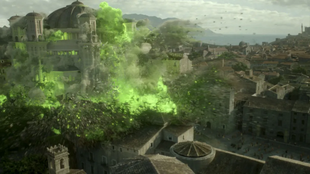 The destruction of the Great Sept of Baelor in Game of Thrones The Winds of Winter