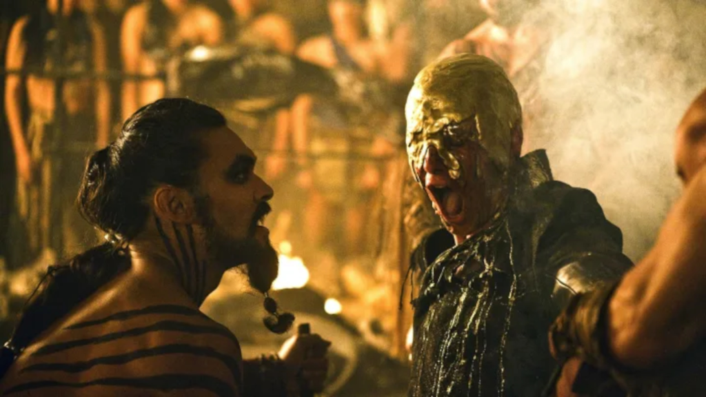 Khal Drogo pouring molten gold over Viserys in Game of Thrones