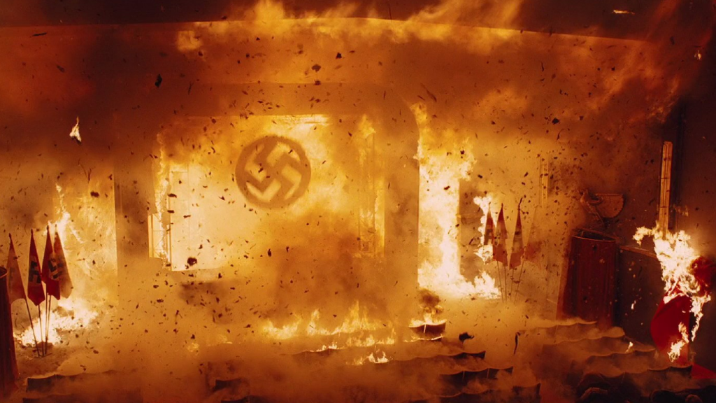 The cinema burning in Inglourious Basterds