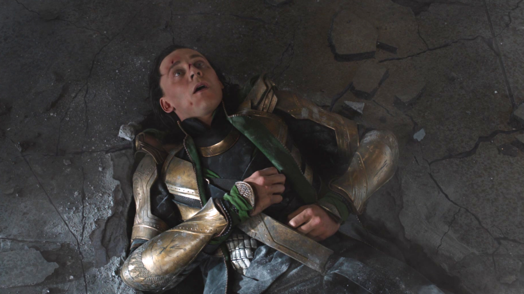 Loki laying on the ground in The Avengers (2012)