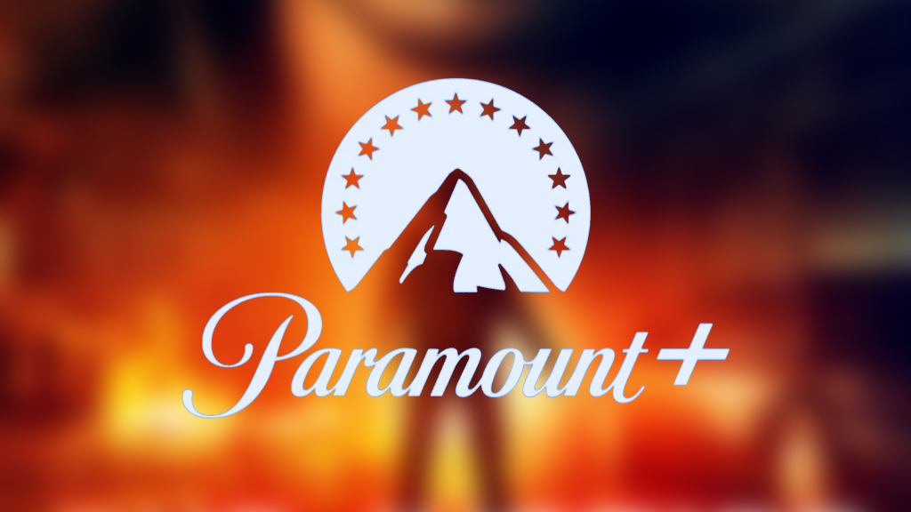 The Paramount+ logo in front of an obscured poster for Due Justice (2023)
