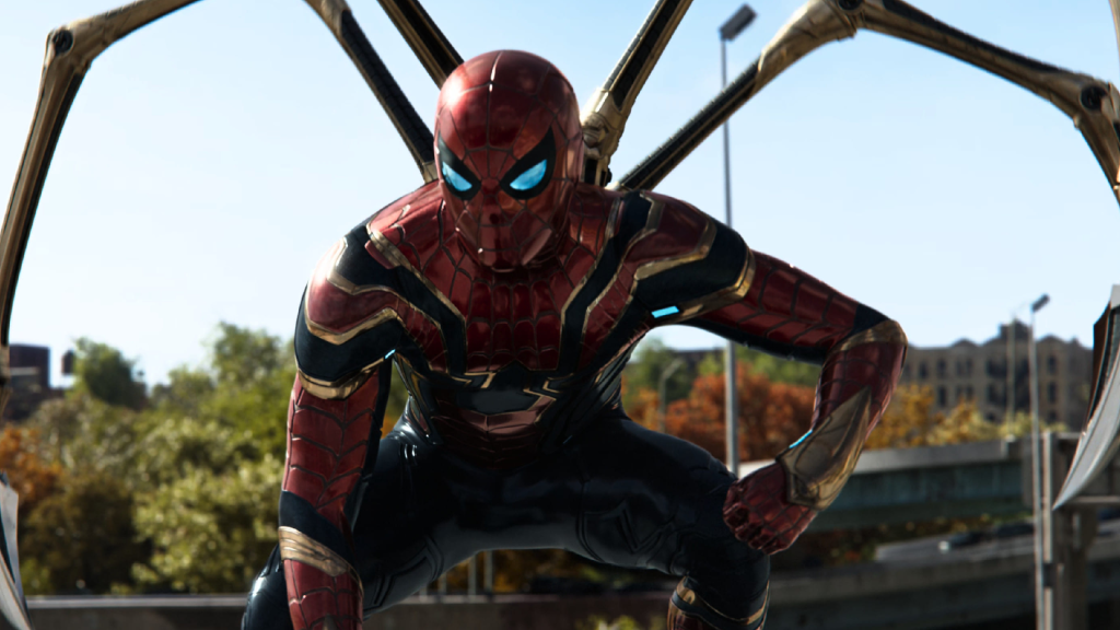 Tom Holland as Spider-Man in his Iron Spider suit in Spider-Man: No Way Home (2021)