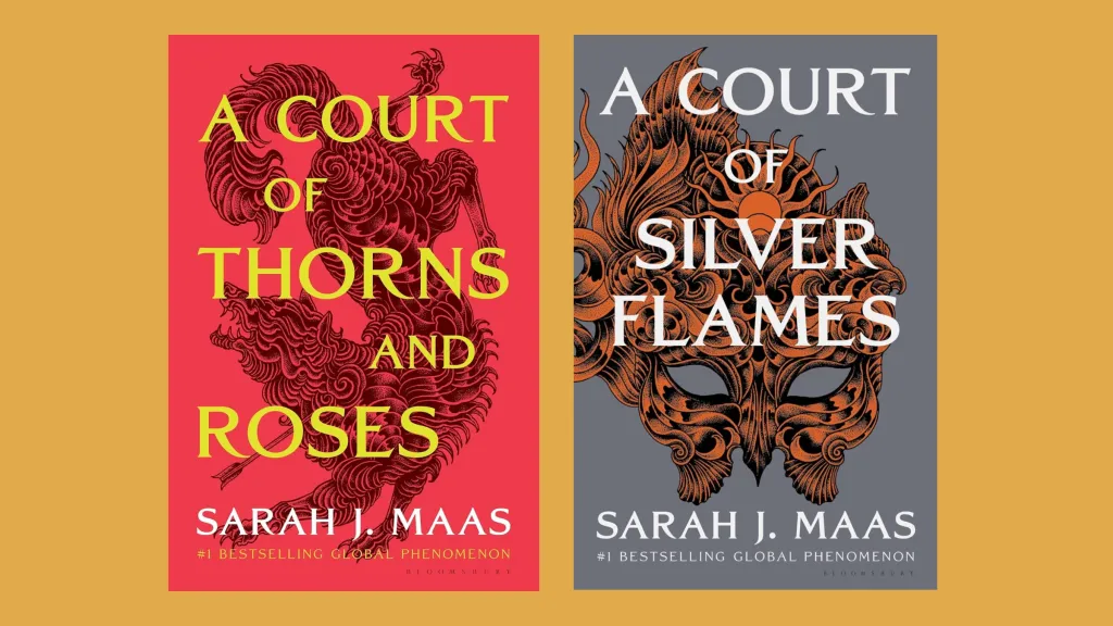 The covers of A Court of Thorns & Roses and A Court of Silver Flames by Sarah J. Maas
