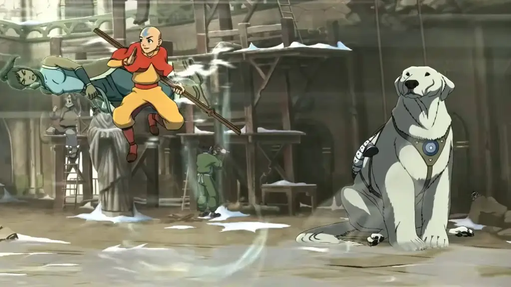 Avatar Legends the Fighting Game Aang and Korra with Naga assist
