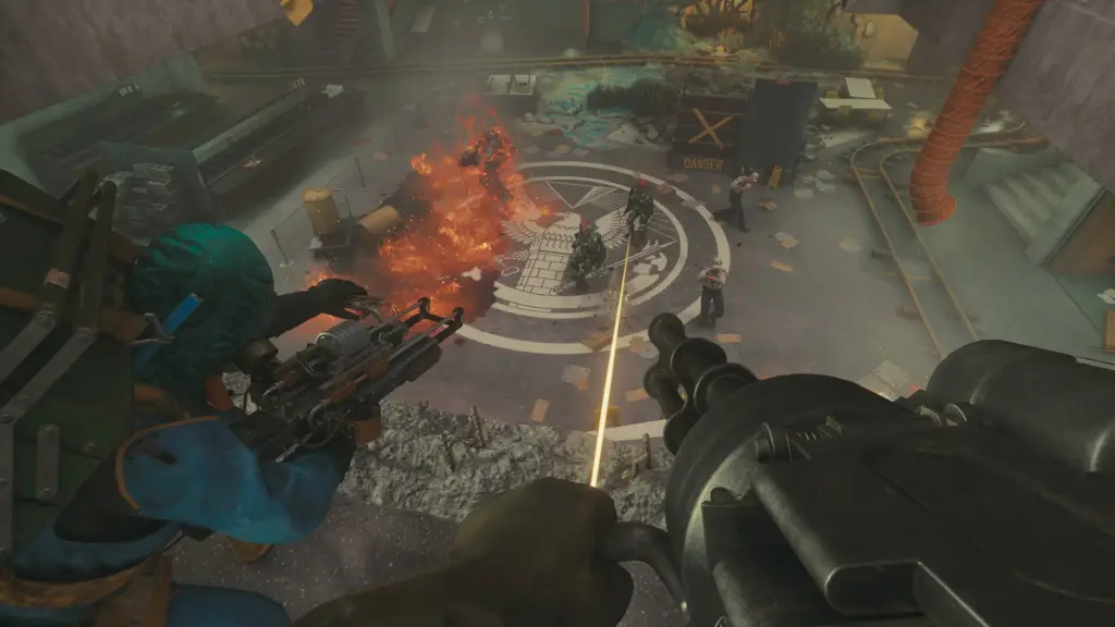 Players shooting at enemies below them in FBC: Firebreak.