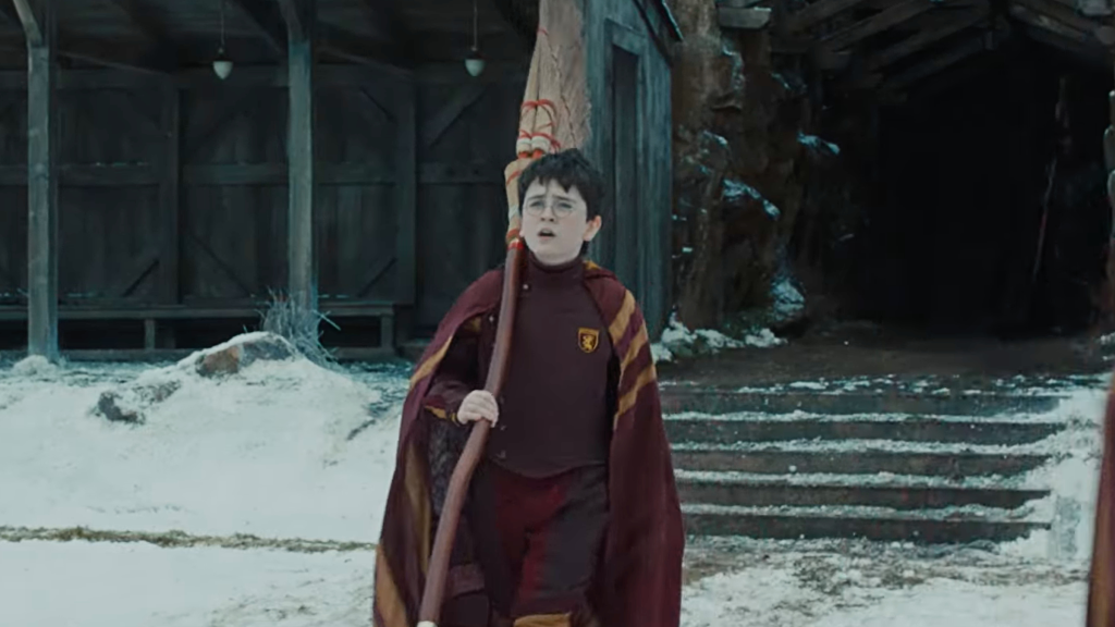 Harry Potter (Dominic McLaughlin) in Quidditch robes in The Philosopher's Stone TV show