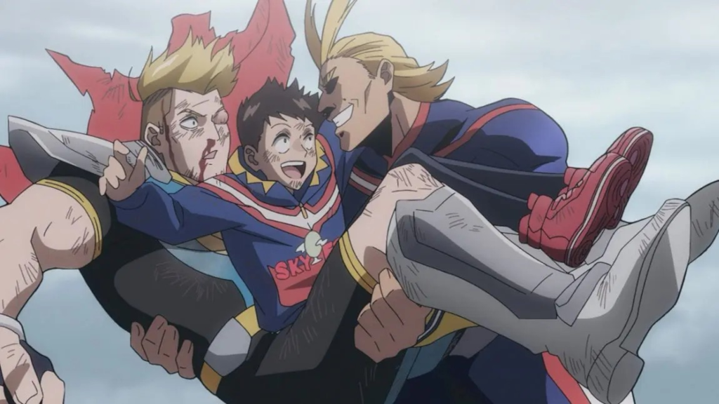 All Might catching Captain Celebrity and Koichi in MHA: Vigilantes Season 2, Episode 12
