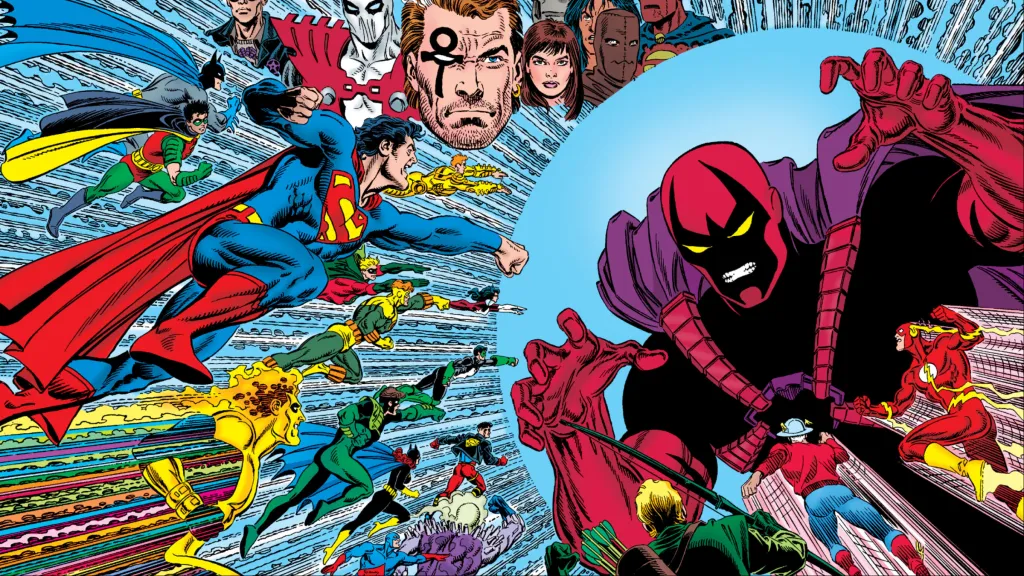 The DC heroes flying towards Extant