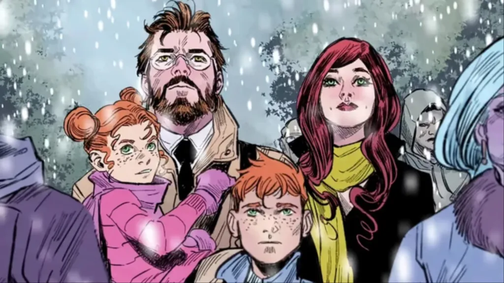 Peter, Mary Jane, Richard, and May Parker from The Ultimate Spider-Man