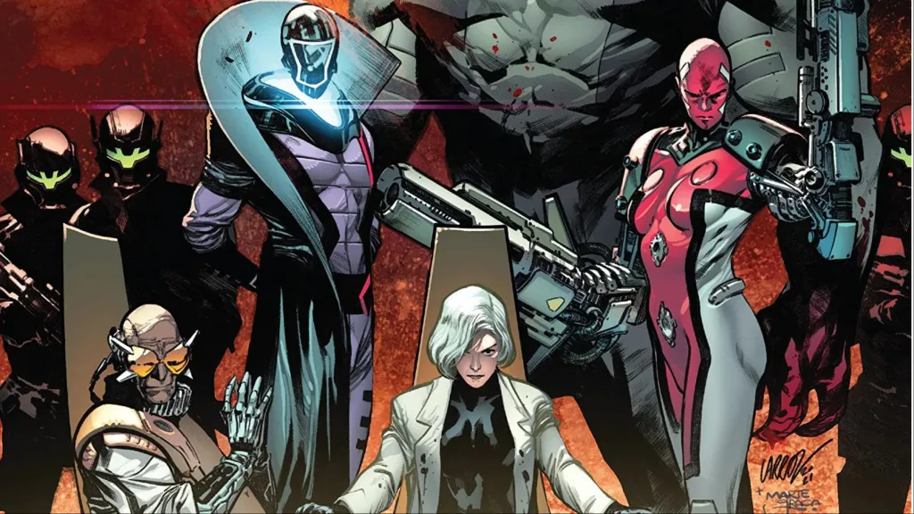 The leaders of the Orchis Initiative sitting at a table