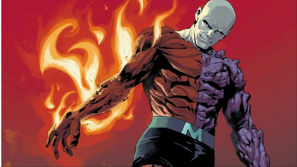 Metamorpho with one of his arms on fire
