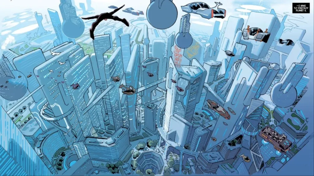 Mutants flying around the capital of Planet X