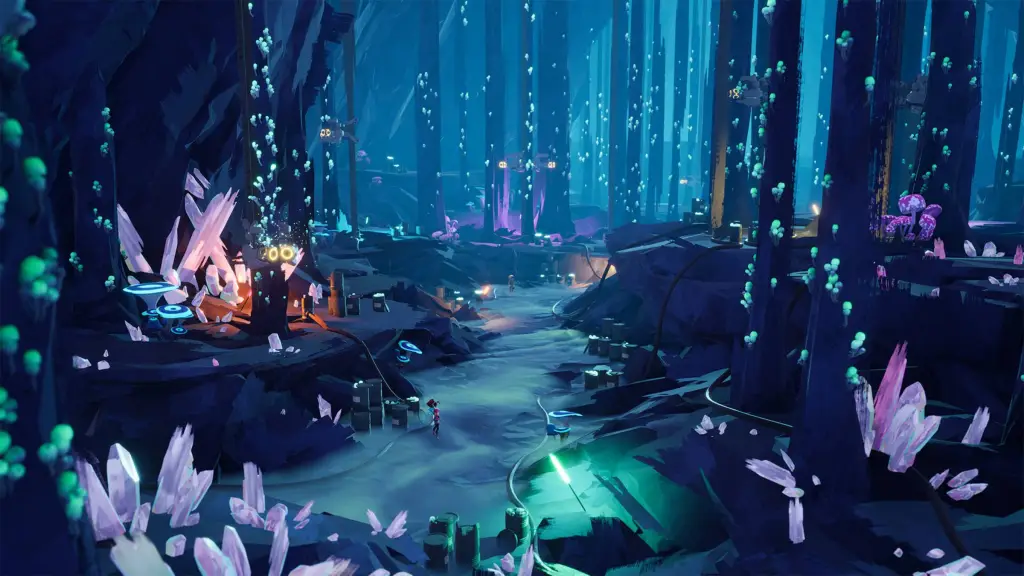 Cadence exploring a dark cave in People of Note.