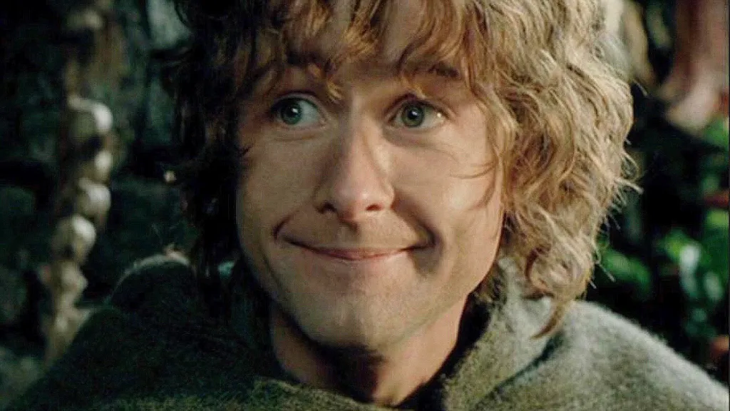 Pippin smiling in The Lord of the Rings