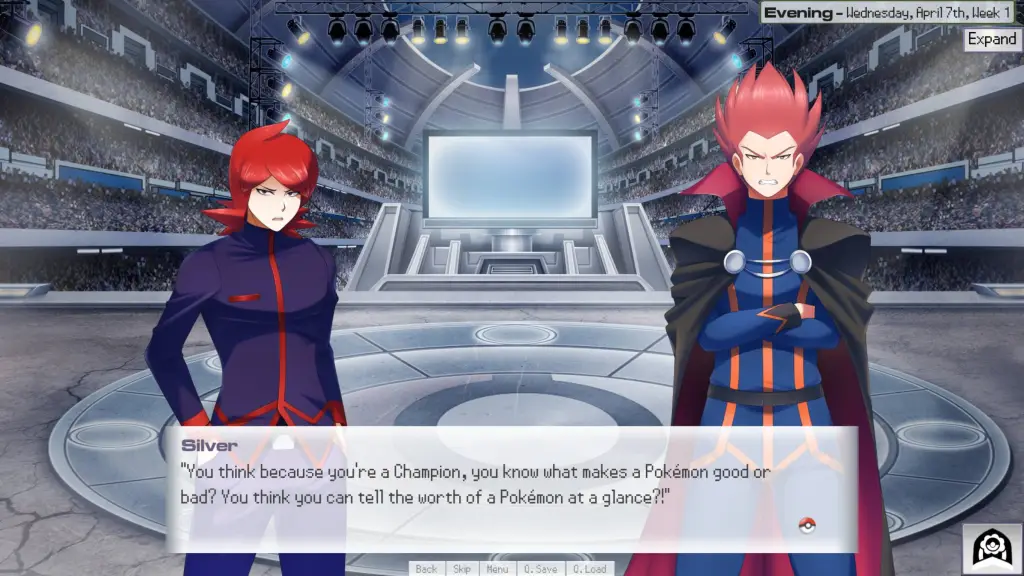 Two characters talking to each other in Pokémon Academy Life Forever