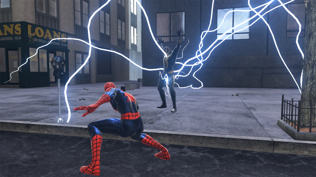 A screenshot from Spider-Man: Web of Shadows on the Xbox 360.