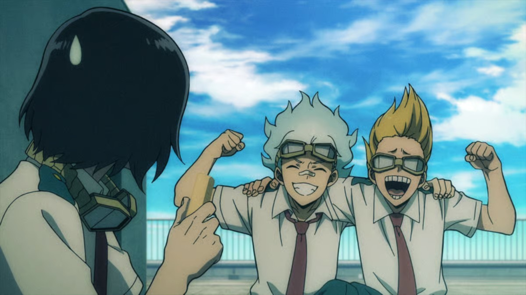 Aizawa looking at Shirakumo and Yamada in MHA: Vigilantes Season 2, Episode 7