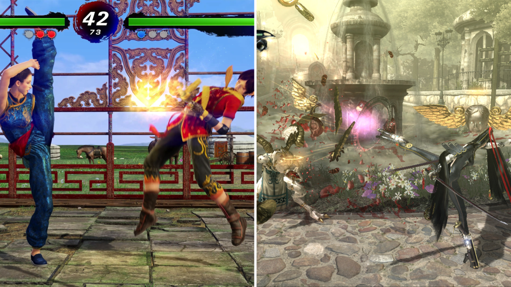 Screenshots from Virtua Fighter 5 & Bayonetta on the Xbox 360 and PlayStation 3.