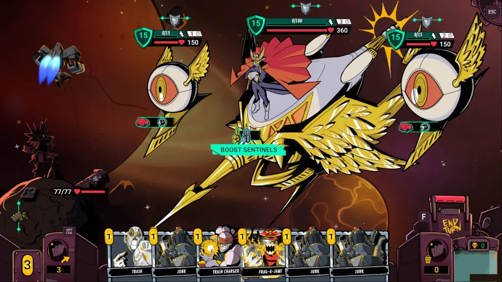 The player fighting a giant spaceship in Zet Zillions