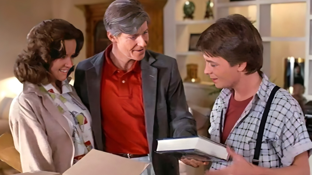 Marty McFly with his parents in the ending of Back to the Future
