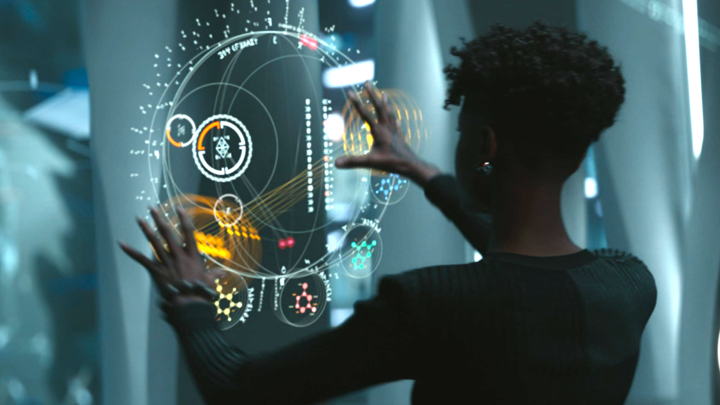 Shuri inventing a quantum computer in Black Panther: Wakana Forever