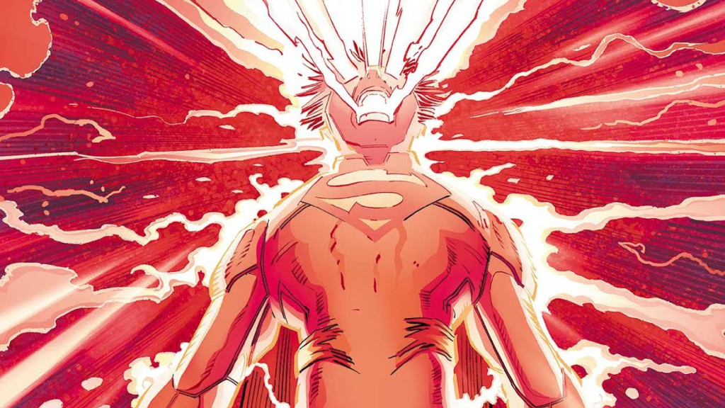 Superman emitting a solar flare blast in DC Comics
